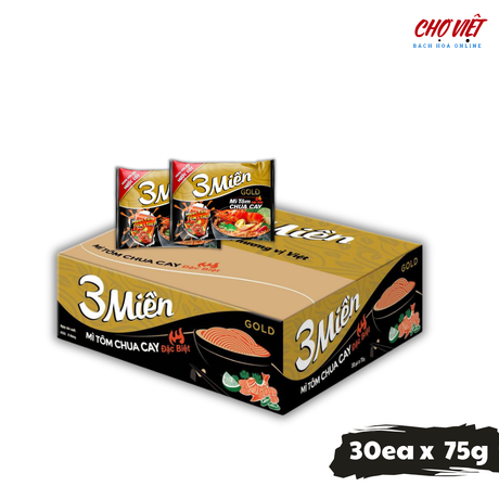 Mì Tôm 3 Miền Vị Tôm Chua Cay Đặc Biệt (75g)