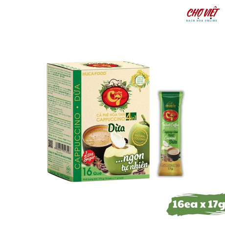 Cà Phê Hòa Tan Cappuccino Dừa – 16 Gói x 17g Chợ Việt K01