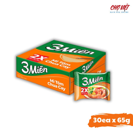 Mì Tôm 3 Miền Vị Tôm Chua Cay - 65g (Thơm Ngon Đậm Đà) Chợ Việt