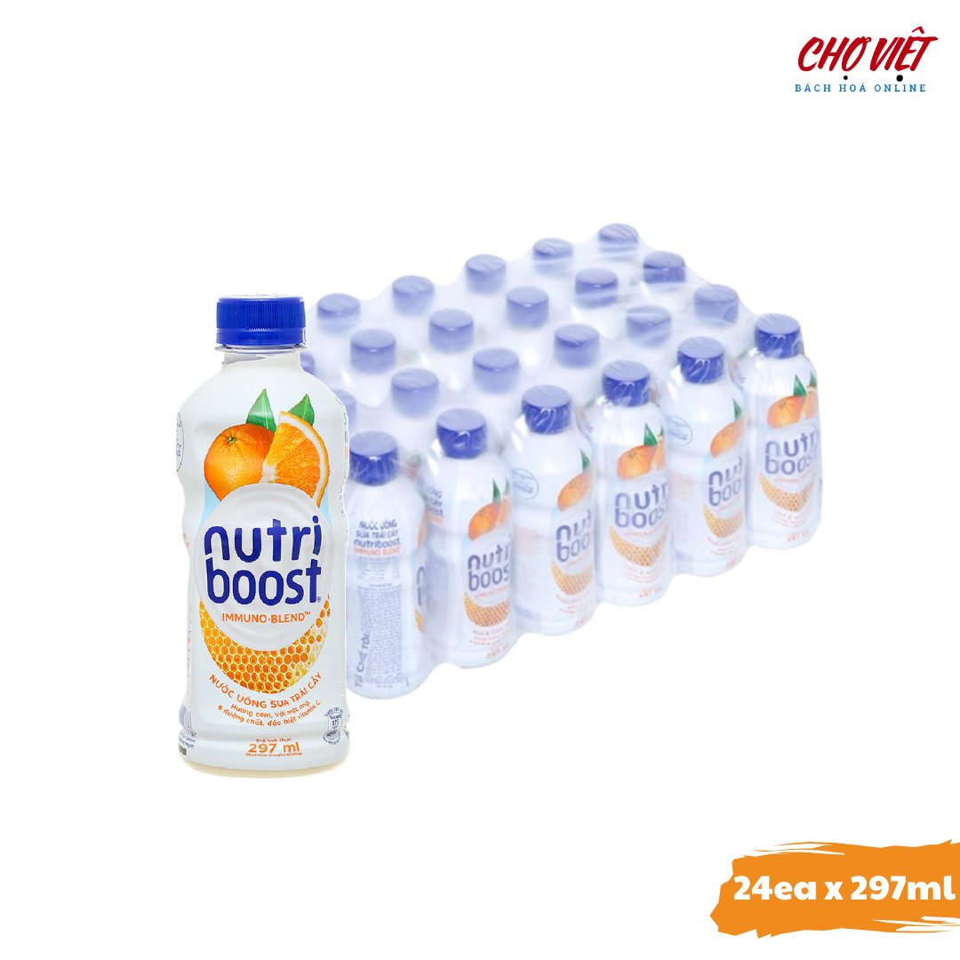 Nước Uống Sữa Trái Cây NutriBoost - Vị Cam & Vị Dâu 297ml Chợ Việt K02