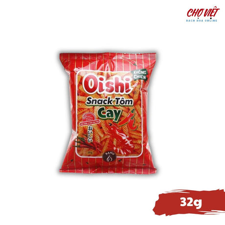 Snack Tôm Oishi - Vị Cay và Cay Đặc Biệt - Gói 32g Chợ Việt K01