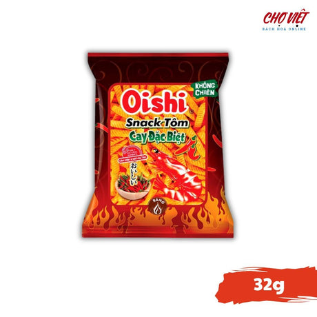 Snack Tôm Oishi - Vị Cay và Cay Đặc Biệt - Gói 32g Chợ Việt K01